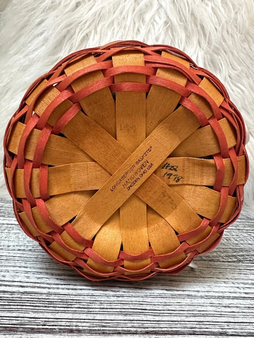 Longaberger 1998 Happy Mother’s Day Basket w/ Floral Fabric Liner & Tie On